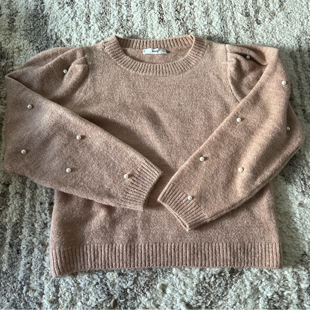 Mango pearl sleeve sweater